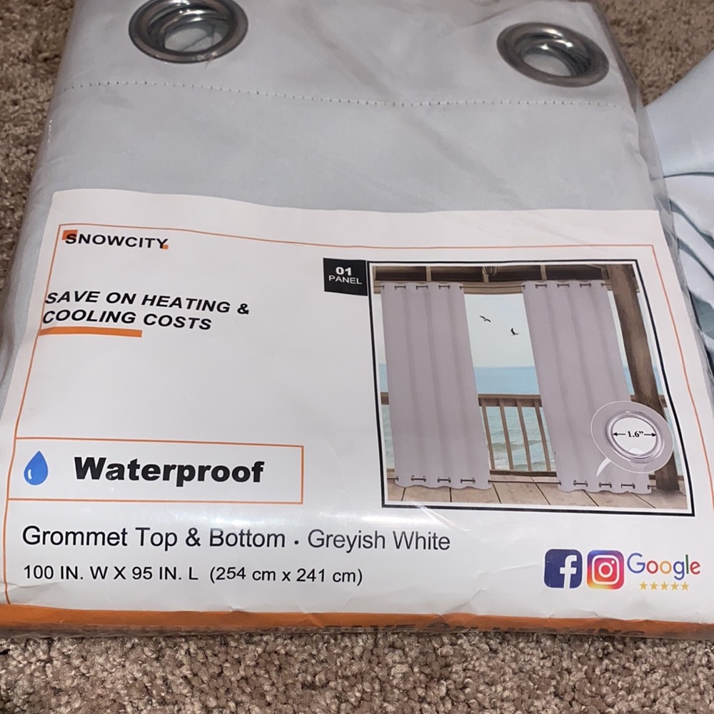 Curtains Snowcity Waterproof Grommet top & bottom.